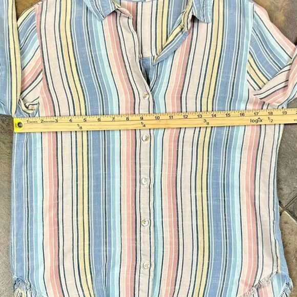 Bella Dahl Multicolored Striped Long Sleeve Button Down Shirt Large - Picture 9 of 11